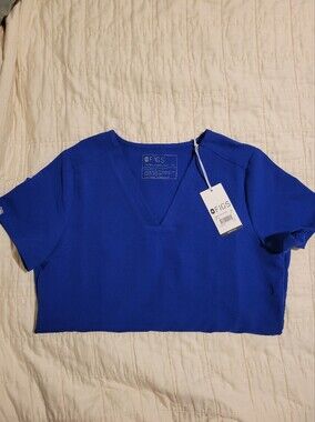 FIGS Electric Blue Casma Three-Pocket Scrub Top - XS
